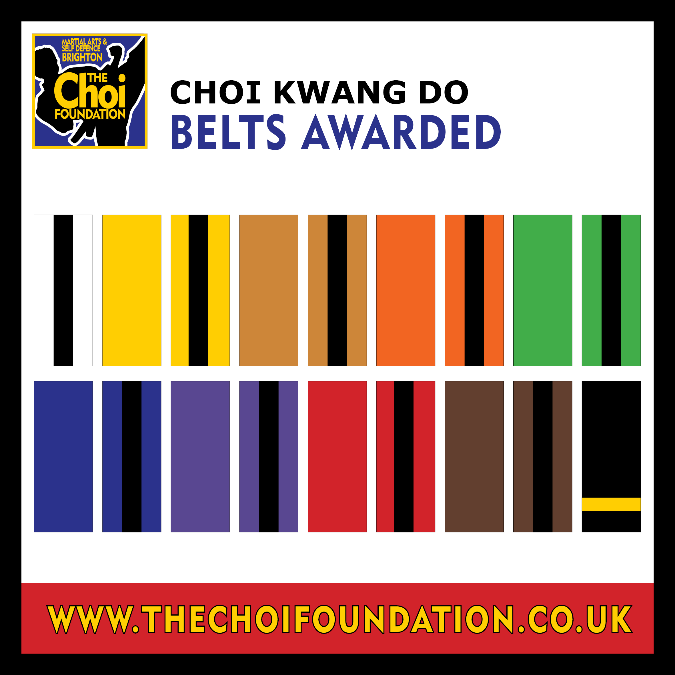 Martial Art colour belts reward Martial Arts Brighton The Choi foundation Self defence Classes